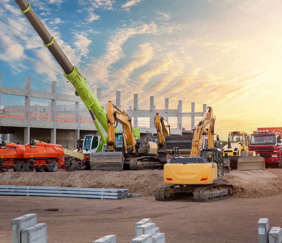 Construction site with heavy machinery