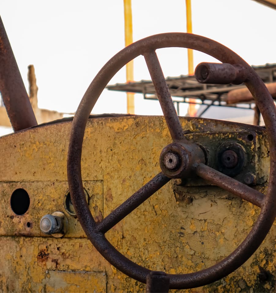 Weather corrosion on construction vehicle