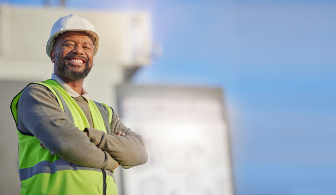 a happy construction worker