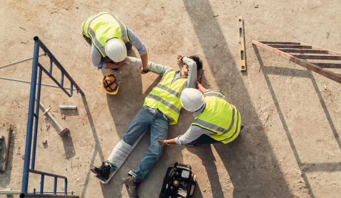 an injured worker at construction site