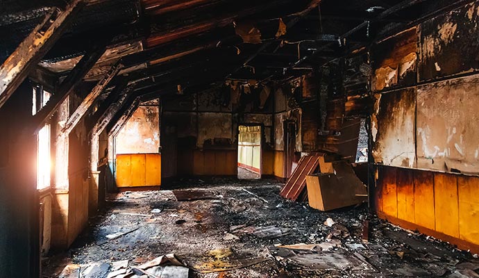 A fire damaged store