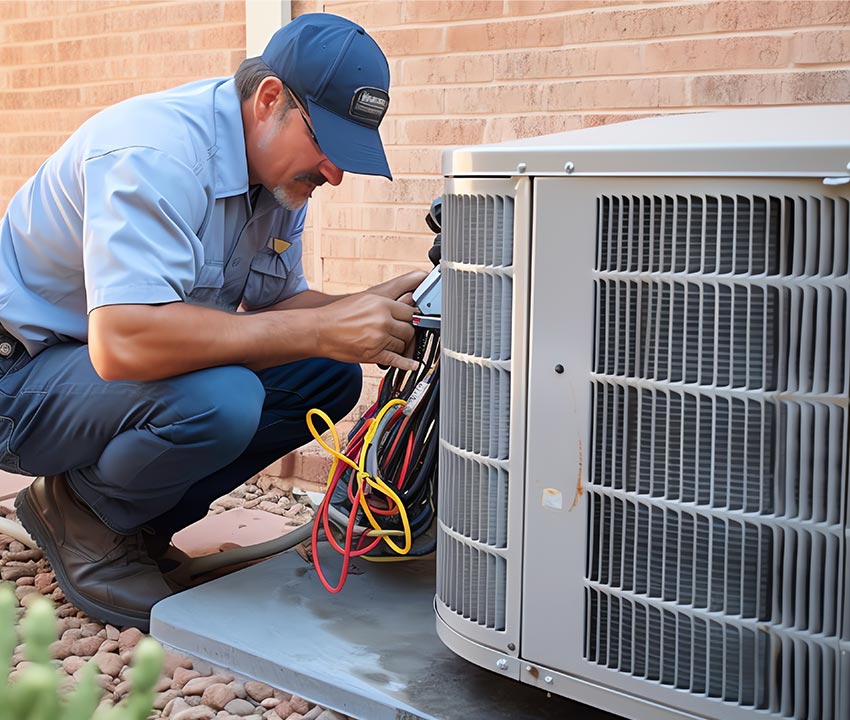 professional working on HVAC system