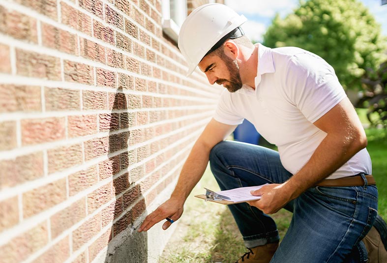 Professional inspecting property