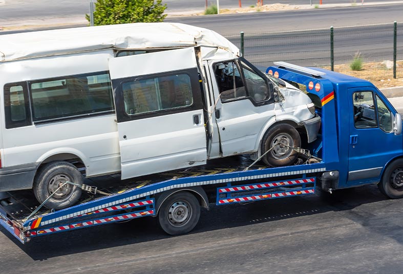 Damaged service provider vehicle